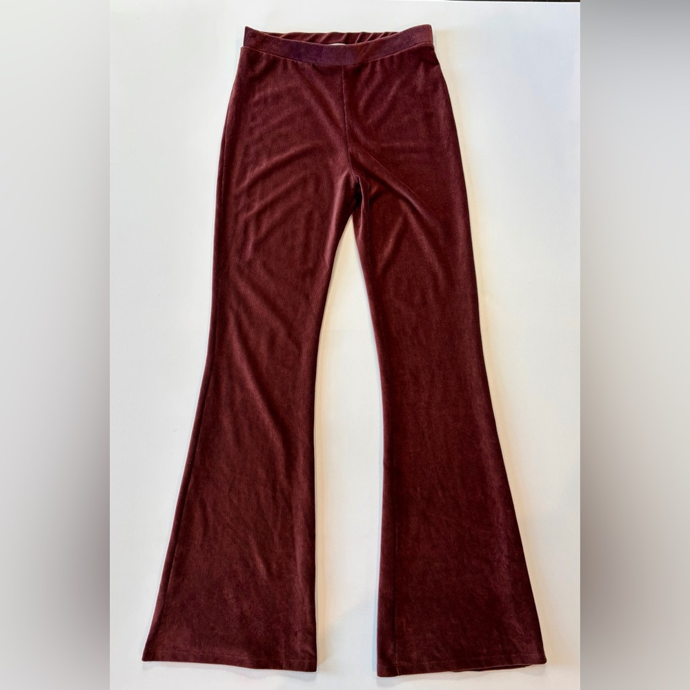RSQ Corduroy Burgundy Maroon Bell Bottom Flared Stretchy Pants Leggings Large